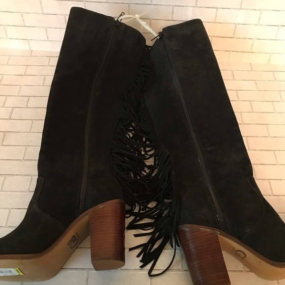 Gianni Bini “Back Drop” fringe black suede boots - Picture 6 of 8